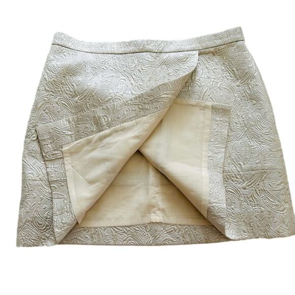 J. Crew Skirt Pearl Metallic Matelasse Origami Faux Wrap Mini Skirt Size 10 NEW - Picture 11 of 12